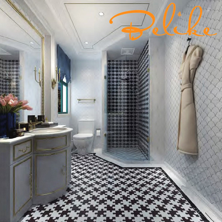 Porcelain Mosaic Tile Jigsaw Puzzles Pattern Wall & Floor Featured Wall Cladding Backsplash Simple Modern Mesh Mounted