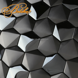 Metal Mosaic Wall Tile Interior Accent Feature Covering Backspace Foreground Home Decor Bar Hexagon Opulent Design Backsplash