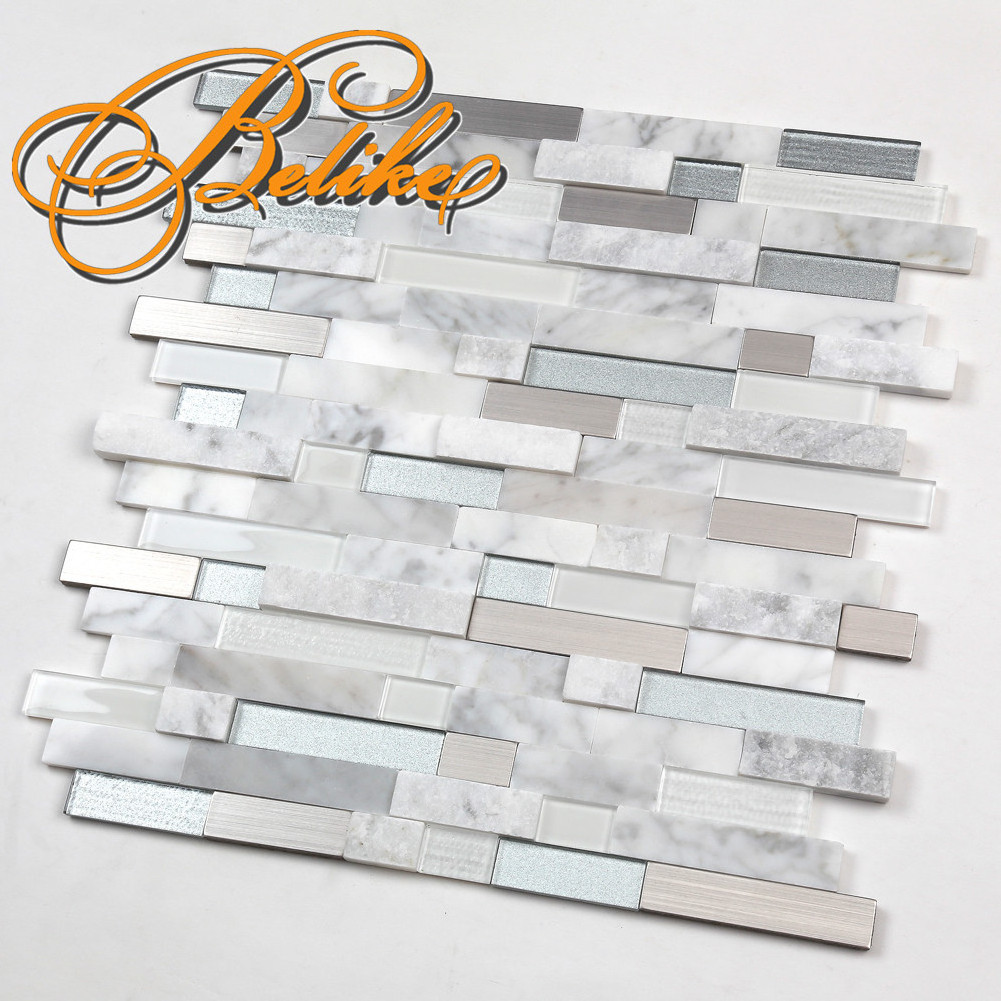 Peel and Stick Marble Glass Mosaic Wall Cladding Featured Background Backsplash Serene Ambience Modern Convenient installation