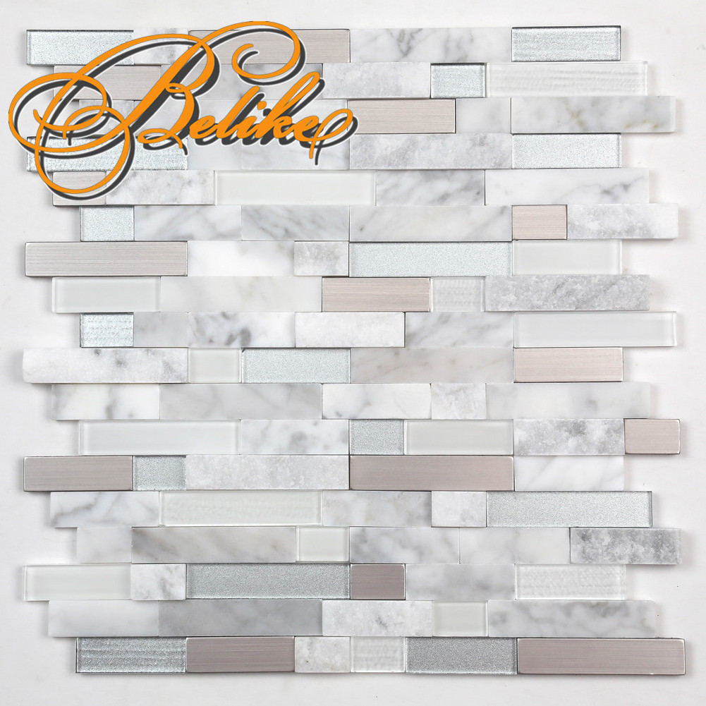 Peel and Stick Marble Glass Mosaic Wall Cladding Featured Background Backsplash Serene Ambience Modern Convenient installation