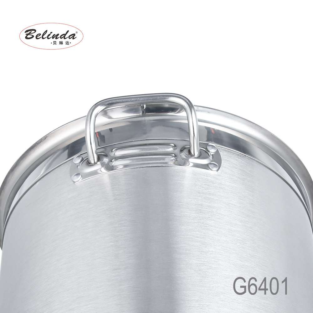 Large Capacity Induction Bottom Durable Kitchenware Stainless Steel Restaurant Pot For Cooking