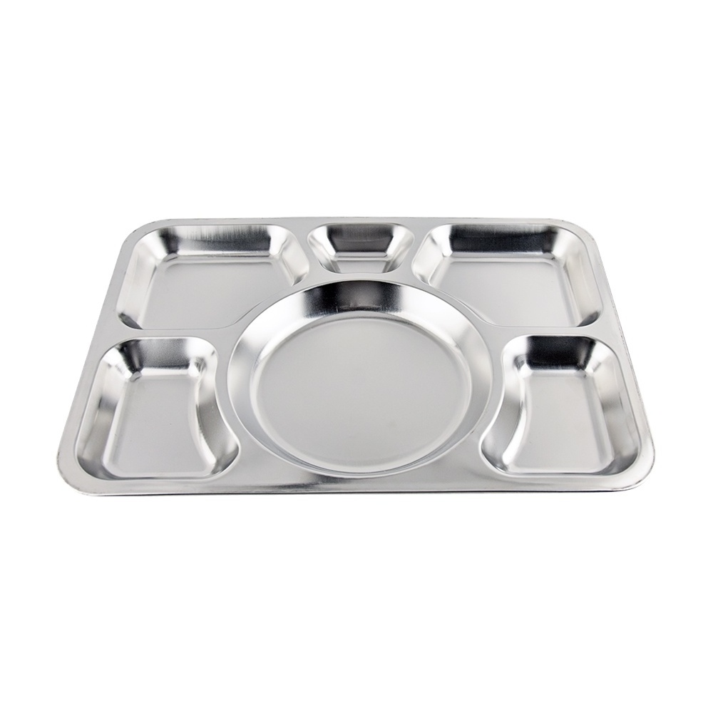 Rectangular Stainless Steel 6 Compartments Food Tray/Plate / Dinner plates