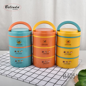 Multi-layer Colorful Tiffin Round Stainless Steel Bento  Food Container Lunch Box