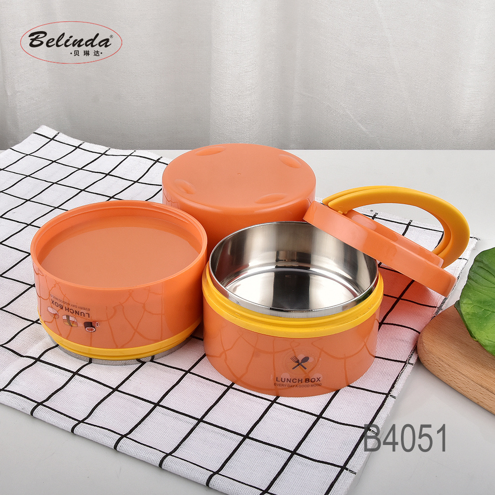 Multi-layer Colorful Tiffin Round Stainless Steel Bento  Food Container Lunch Box