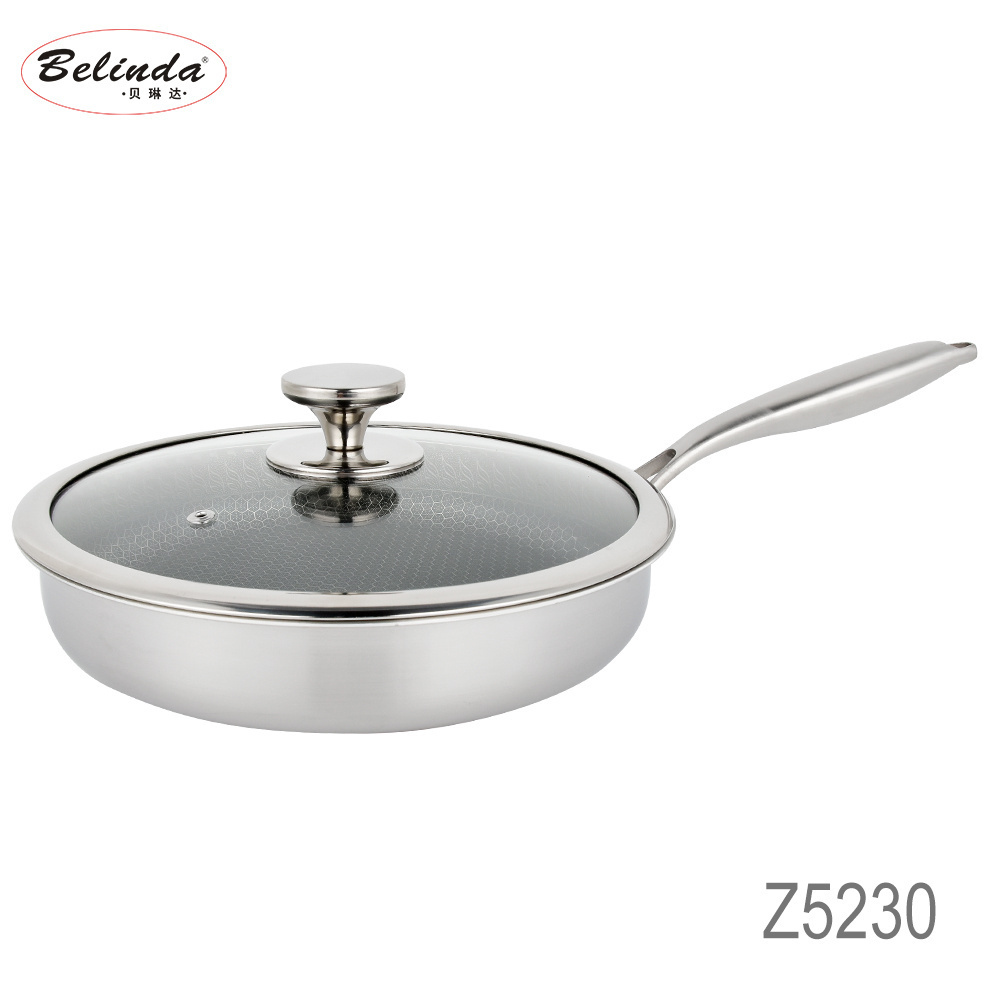 Home And Kitchen Triply Stainless Steel Cookware Thickened Deep Frying Pan Saucepan Cooking Pan Non Stick Fry Wok