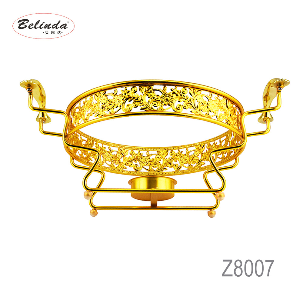 Catering Equipment Round Stainless Steel Gold Chafing Dishes Food Warmer with Ceramic Basin