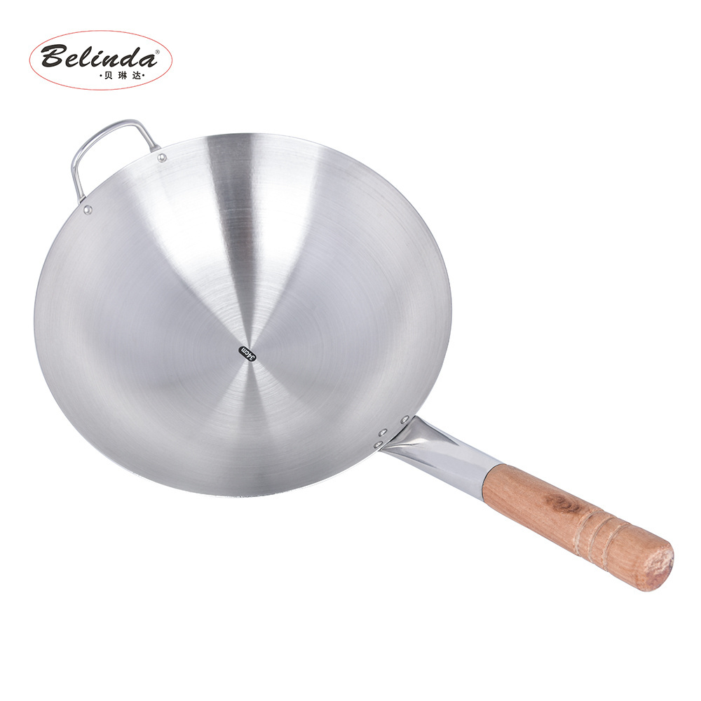 Factory direct sale Chinese stainless steel commercial wok cookware wok handles