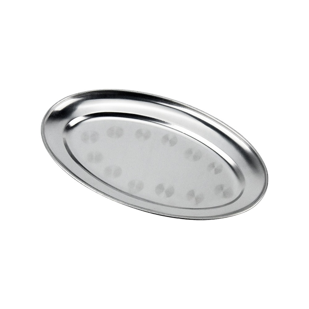 Home Hotel Stainless Steel Egg Shape Serving Tray Dinner Restaurant Oval Plate