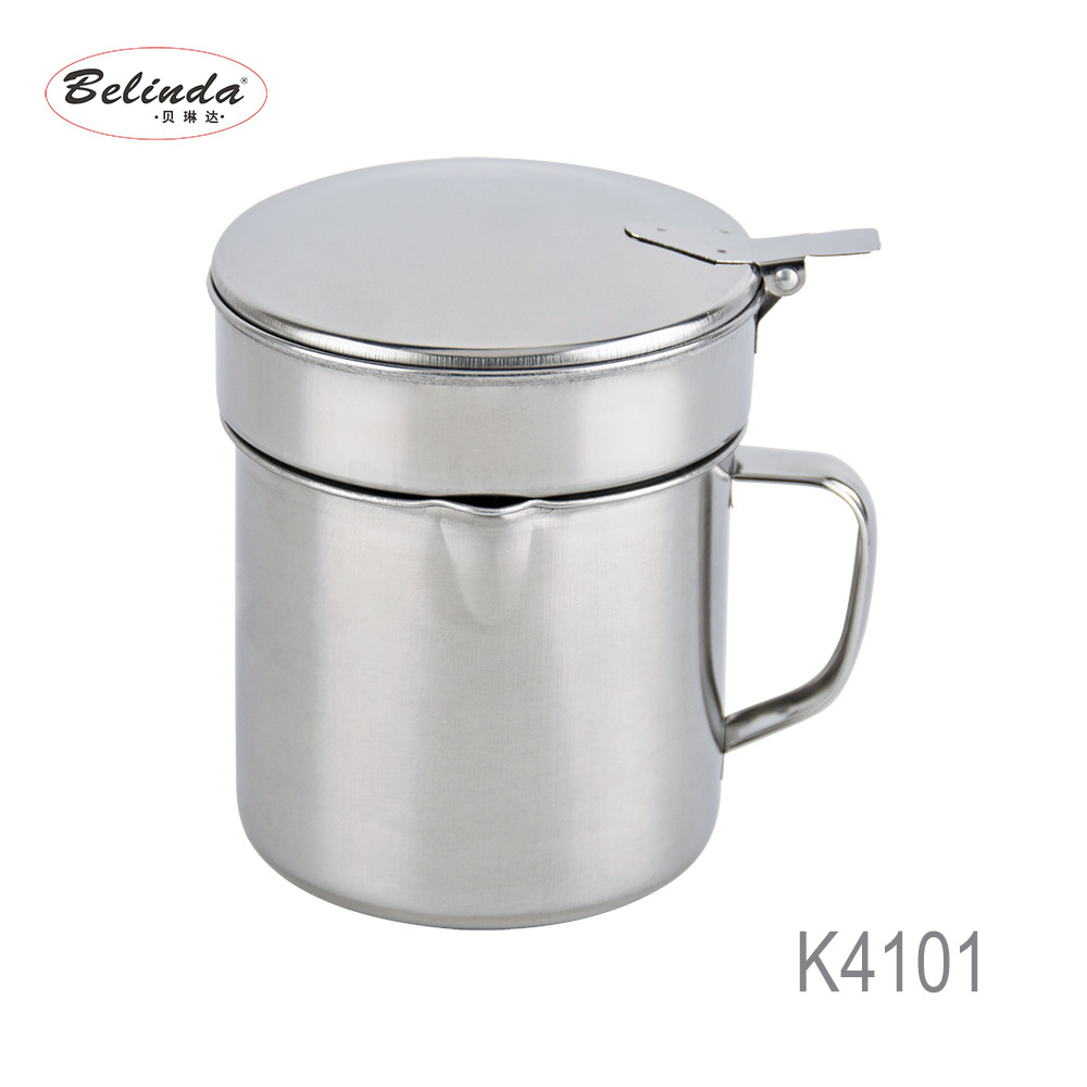 Spain Kitchenware Accessory Stainless Steel Bacon Grease Oil Container with Strainer