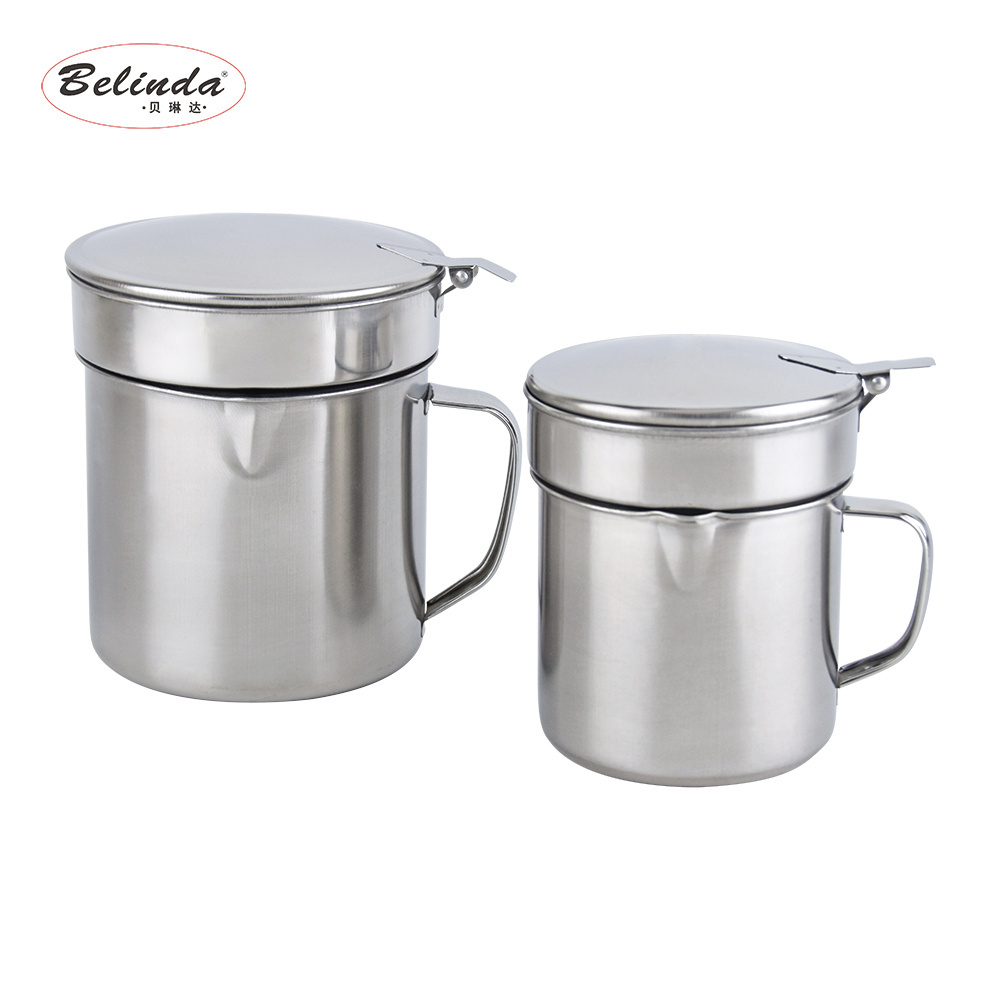 Spain Kitchenware Accessory Stainless Steel Bacon Grease Oil Container with Strainer