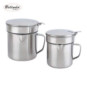 Spain Kitchenware Accessory Stainless Steel Bacon Grease Oil Container with Strainer