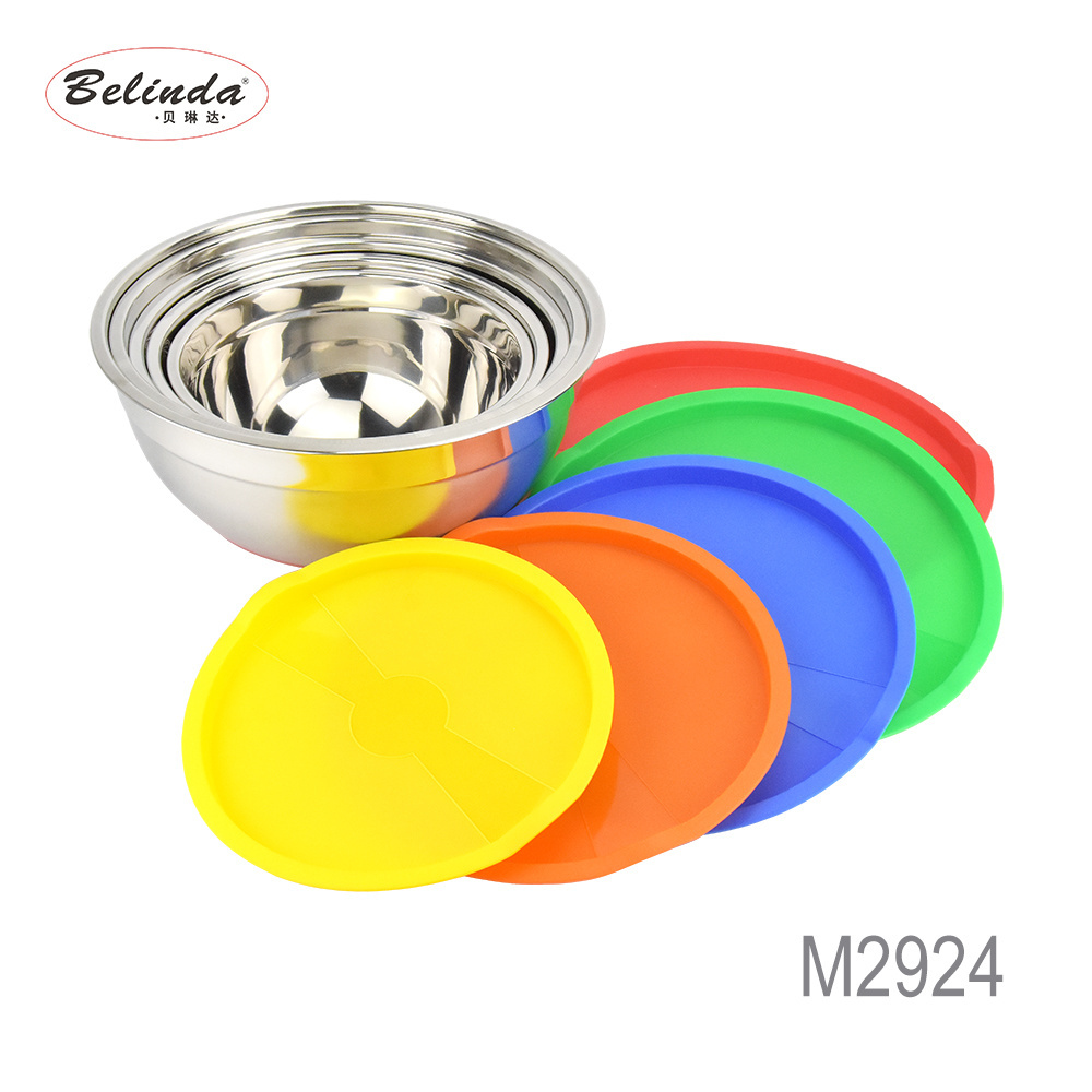 Wholesale Non Slip Silicone Bottom Stainless Steel Salad Bowl with Lid