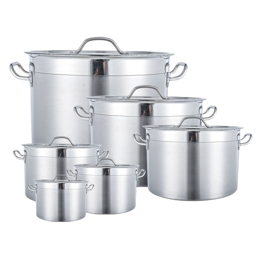 stainless steel heavy-duty large commercial induction saucepan composite frying pan cookware soup stock pot cooking pots