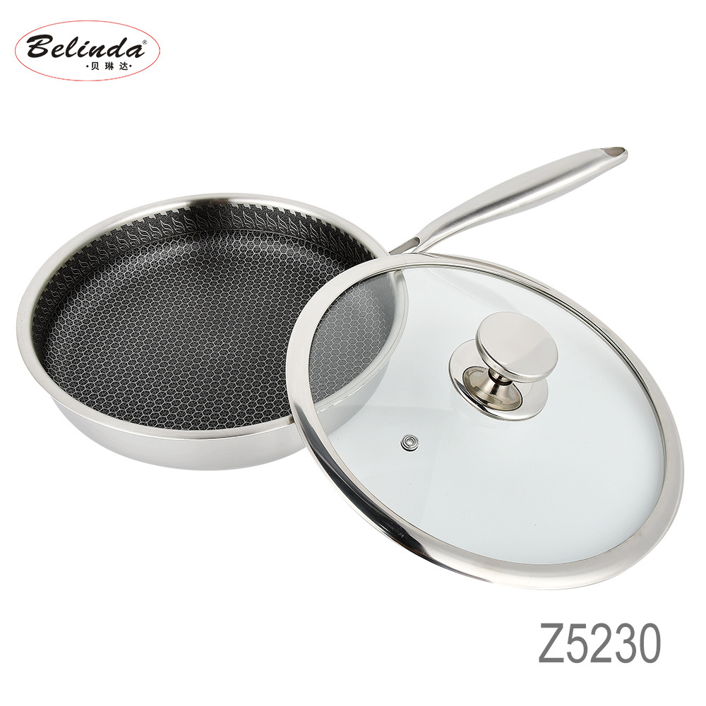 Home And Kitchen Triply Stainless Steel Cookware Thickened Deep Frying Pan Saucepan Cooking Pan Non Stick Fry Wok