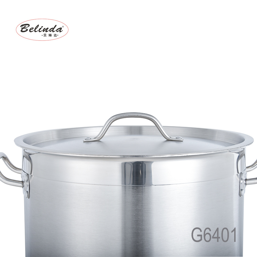 Large Capacity Induction Bottom Durable Kitchenware Stainless Steel Restaurant Pot For Cooking