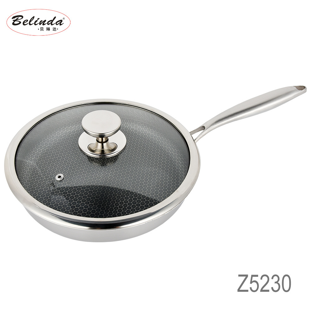 Home And Kitchen Triply Stainless Steel Cookware Thickened Deep Frying Pan Saucepan Cooking Pan Non Stick Fry Wok