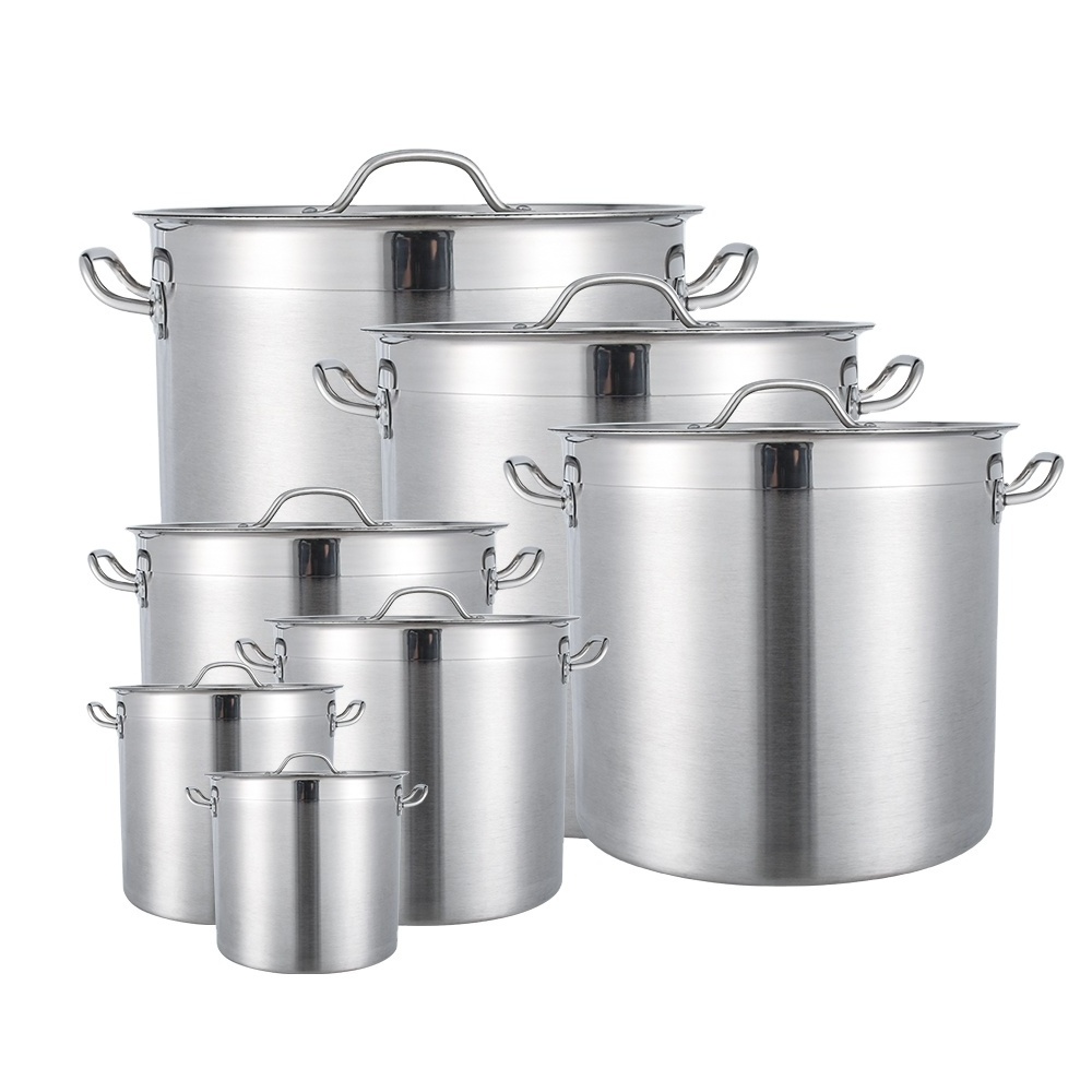 Large Capacity Induction Bottom Durable Kitchenware Stainless Steel Restaurant Pot For Cooking