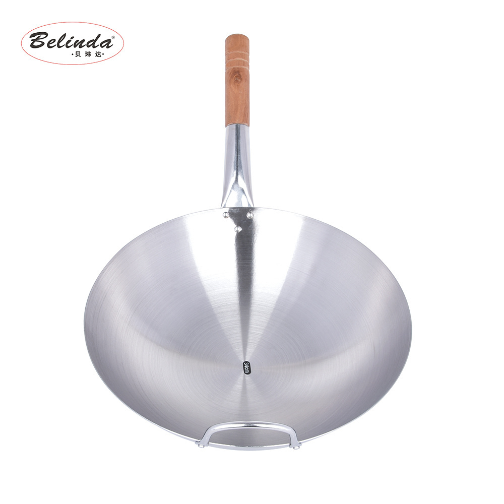 Factory direct sale Chinese stainless steel commercial wok cookware wok handles