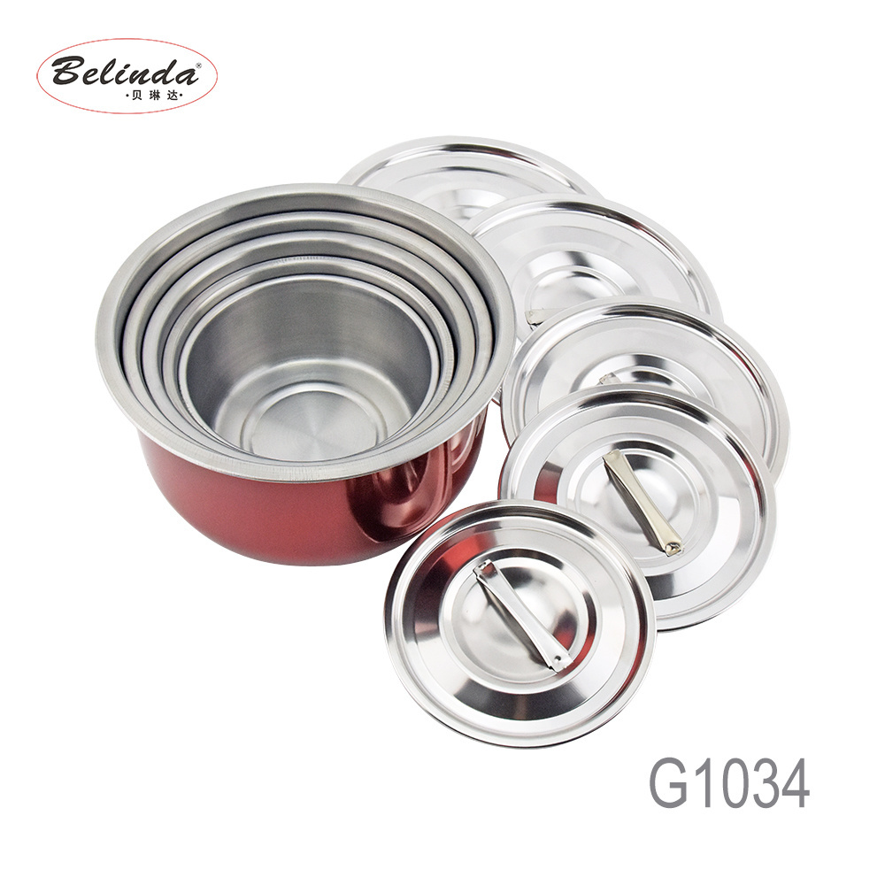 5 pcs colorful stainless steel Indian pot sets/Thailand Sauce Pot/cookware sets/mixing bowl with lid