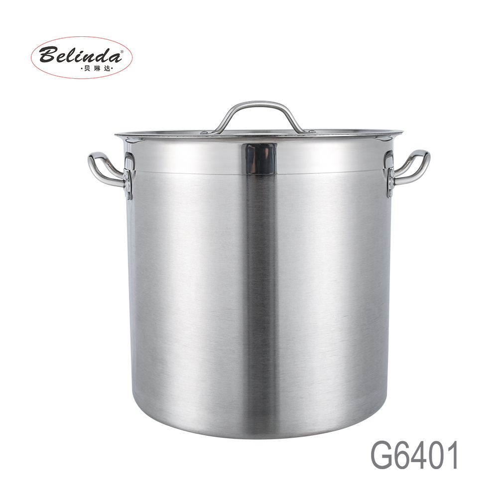 Large Capacity Induction Bottom Durable Kitchenware Stainless Steel Restaurant Pot For Cooking