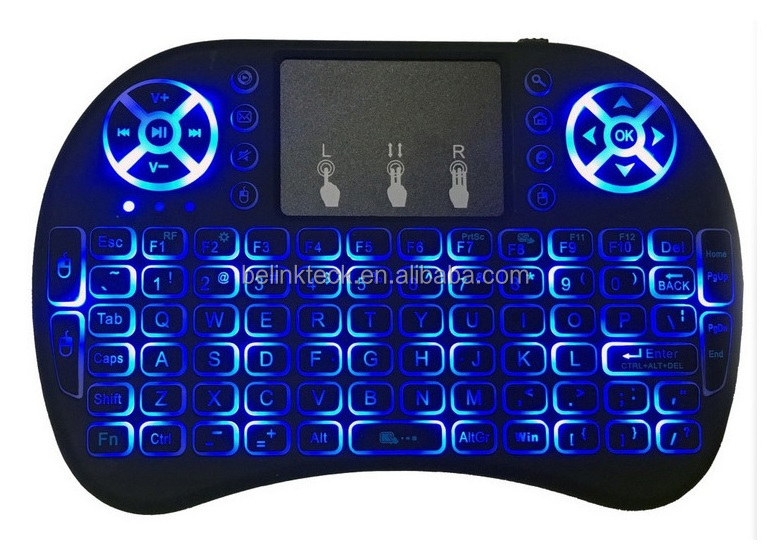 Cheapest i8 mini keyboard backlit 3 color 2.4G wireless MINI keyboard air mouse remote control