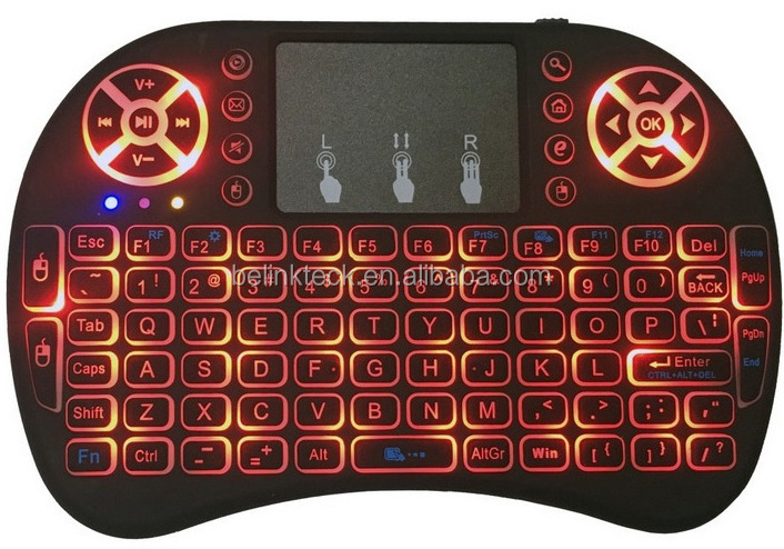 Cheapest i8 mini keyboard backlit 3 color 2.4G wireless MINI keyboard air mouse remote control