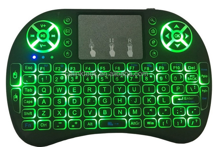 Cheapest i8 mini keyboard backlit 3 color 2.4G wireless MINI keyboard air mouse remote control