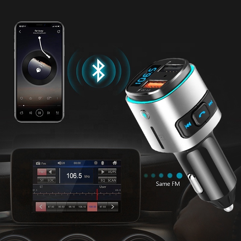 FM Transmitter Aux Wireless Handsfree BT4.2 Car Kit MP3 Player with Quick Charge Dual USB Port