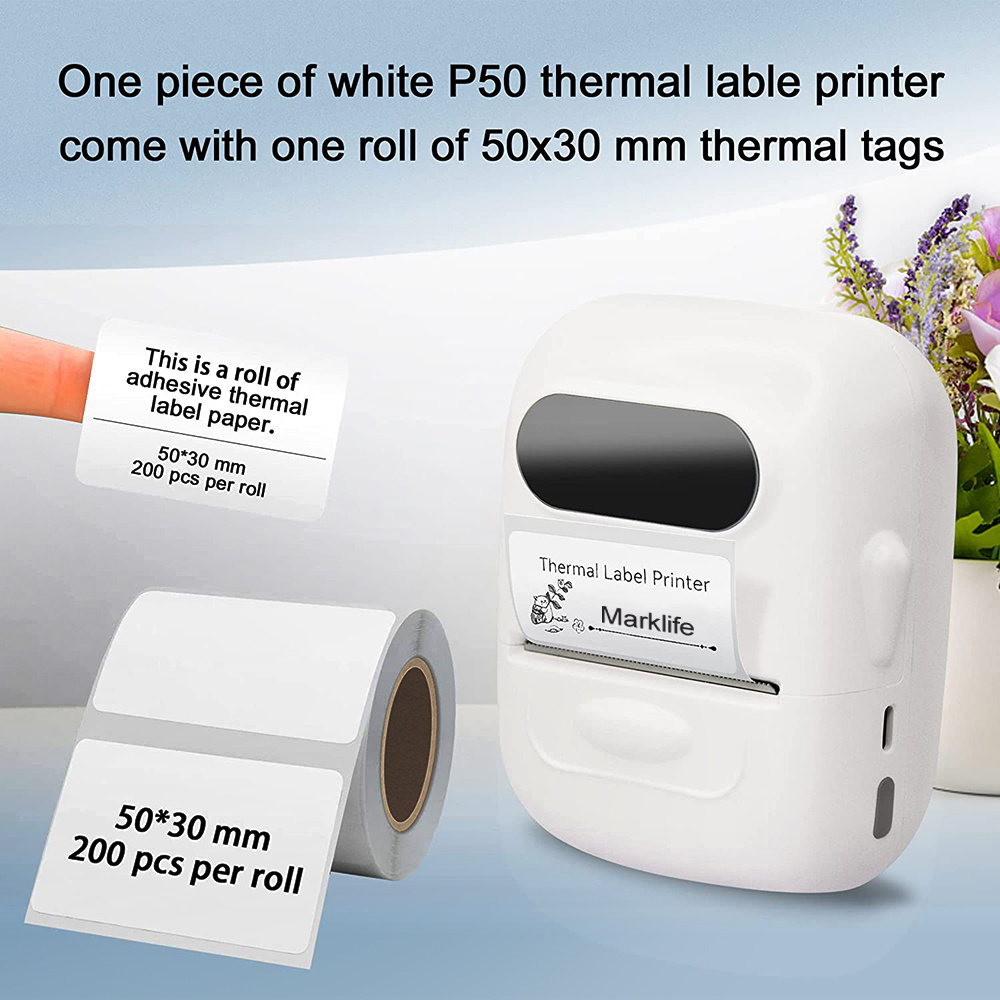 P50 Inkless Sticker Printer HD Mini Thermal Label Sticker Barcode QR Code Printer