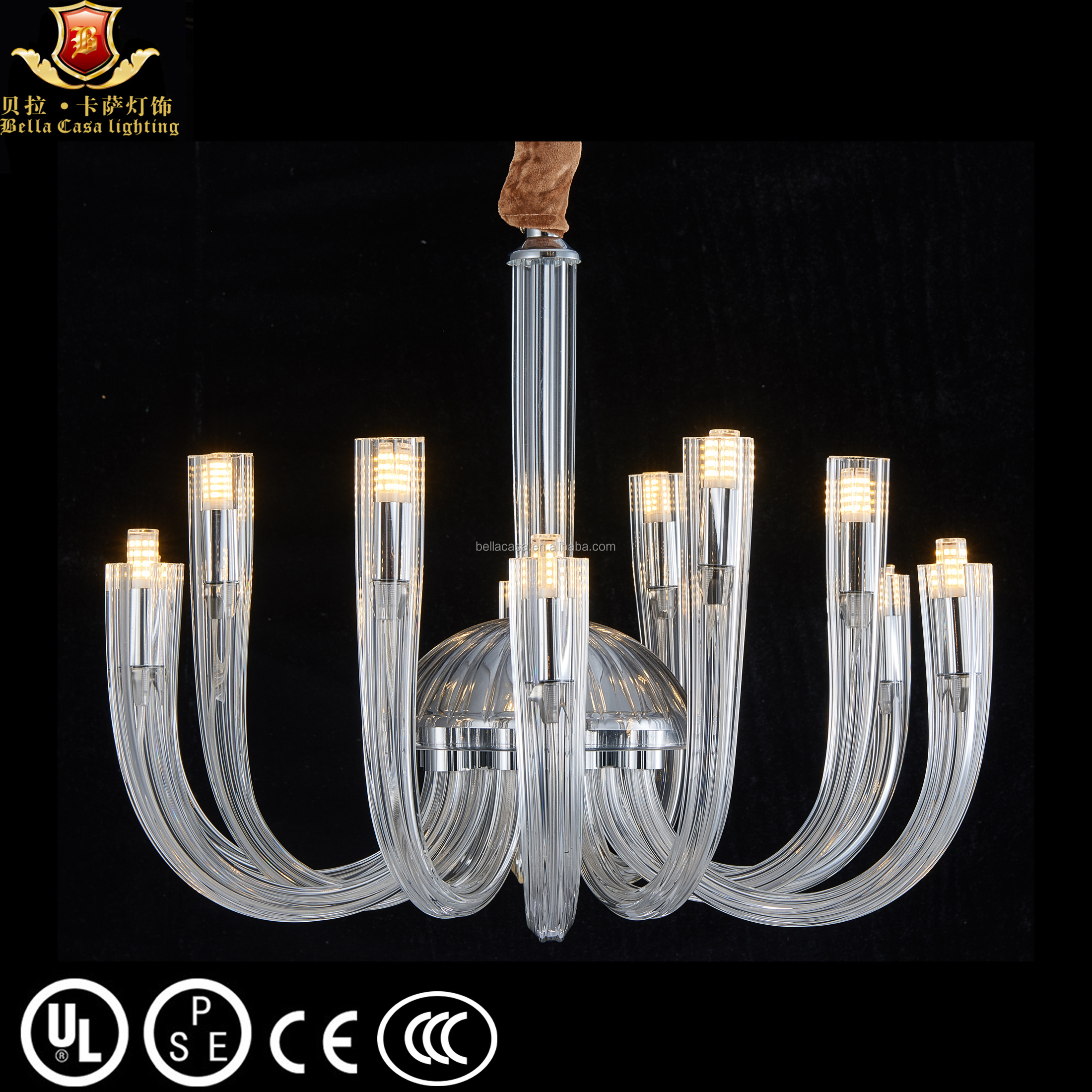 Classic chrome modern lighting clear chandelier simple style chic transitonal pendant ceilling light fixture for home hotel