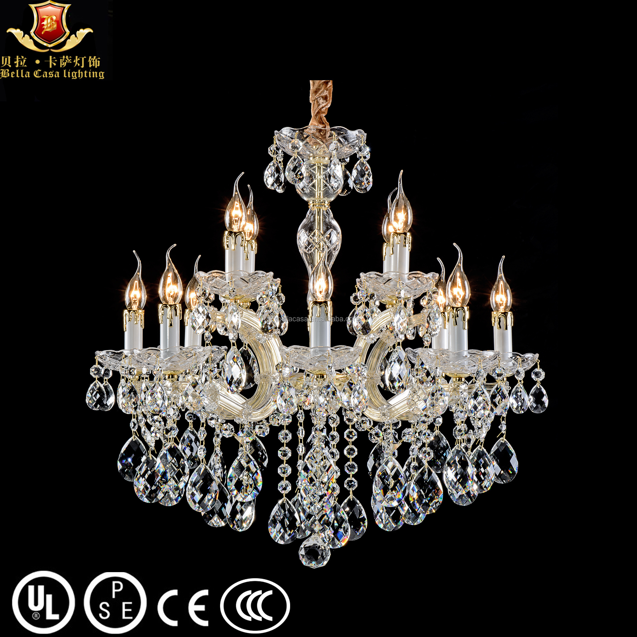 15 lights two layers maria theresa crystal chandelier with Customized crystal lighting fixture for villa hotel every occasion