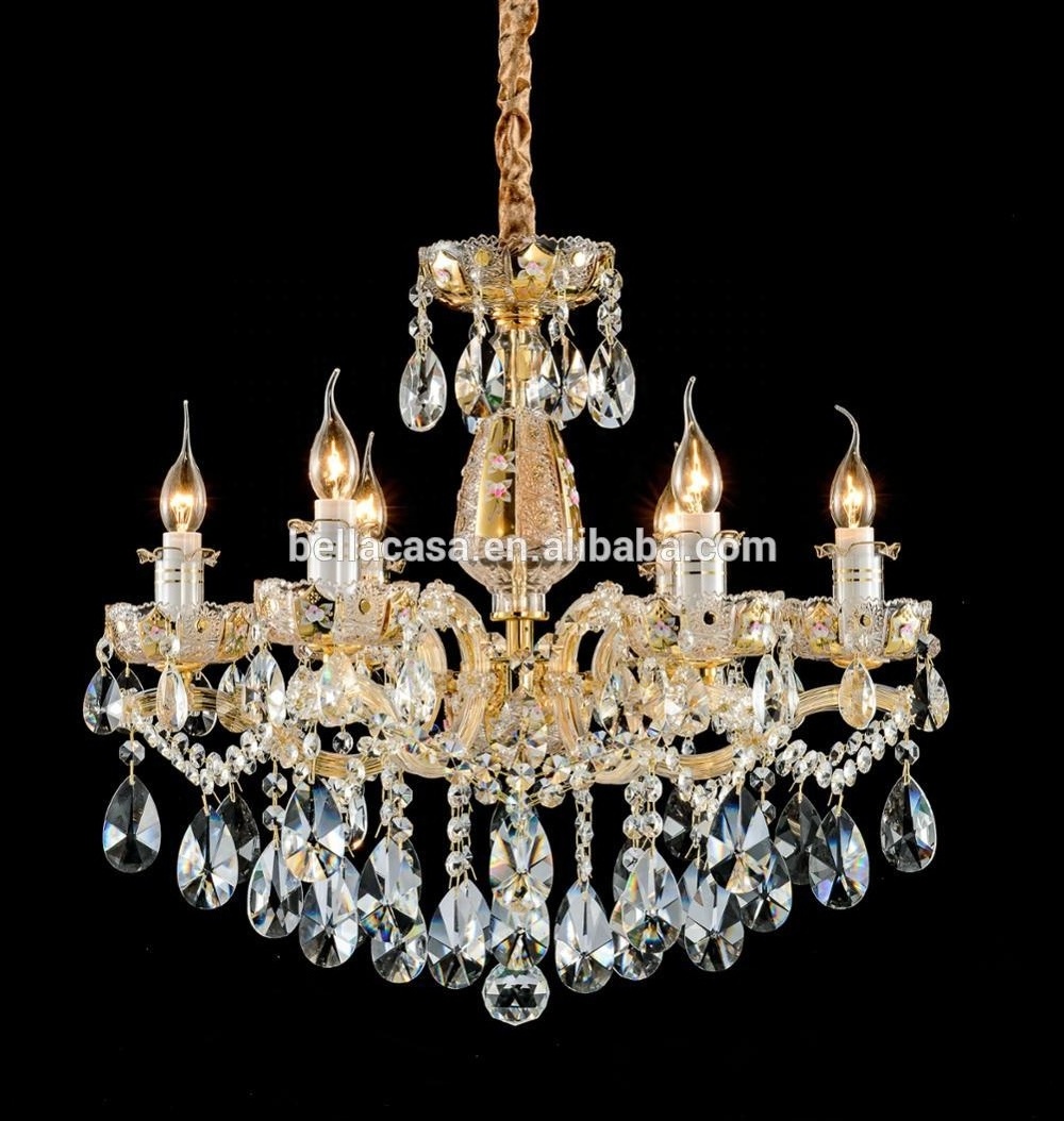 Blown Glass K9 Crystal Chandelier Gold Ceiling Light Modern