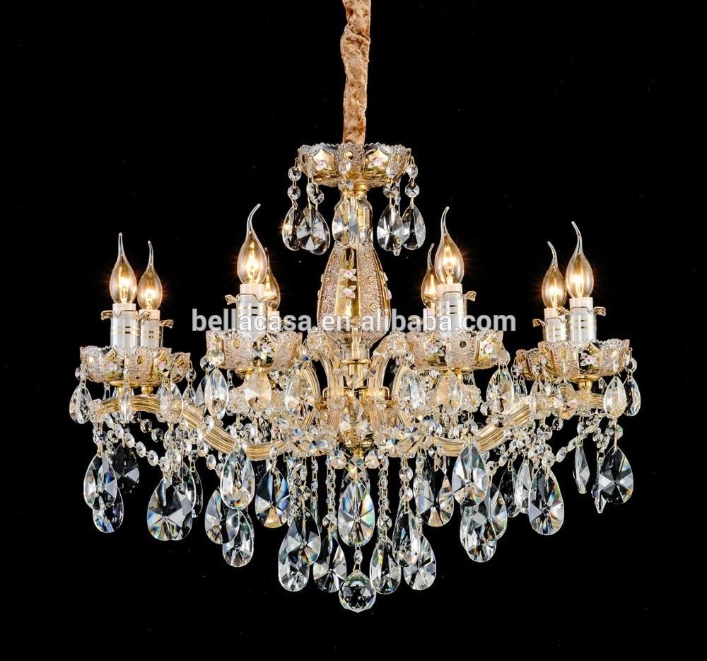 Blown Glass K9 Crystal Chandelier Gold Ceiling Light Modern