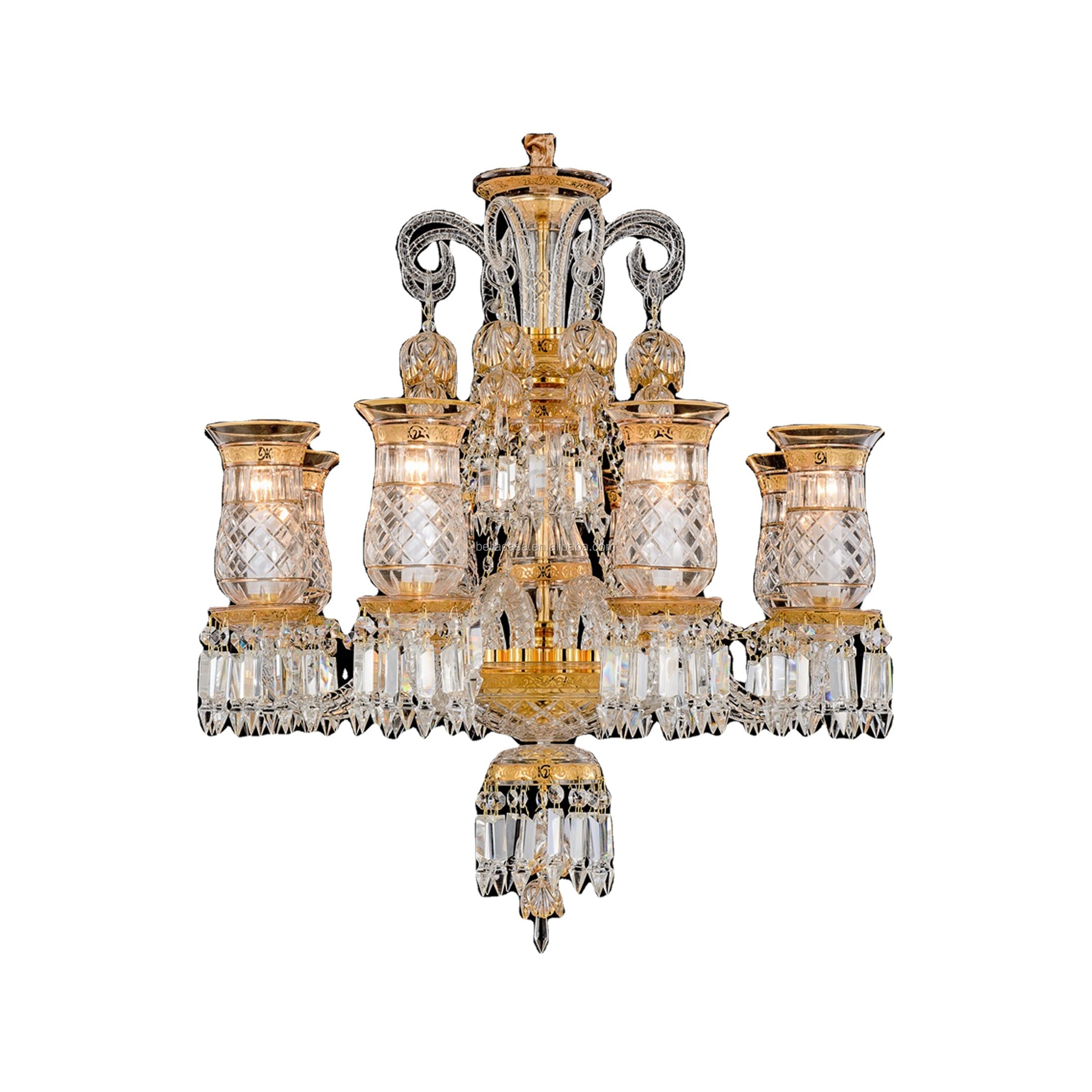 Luxurious Gold Lustres de K9 Cristal chandelier For Hotel Customized Crystal Lighting fixture for Home Villa lobby