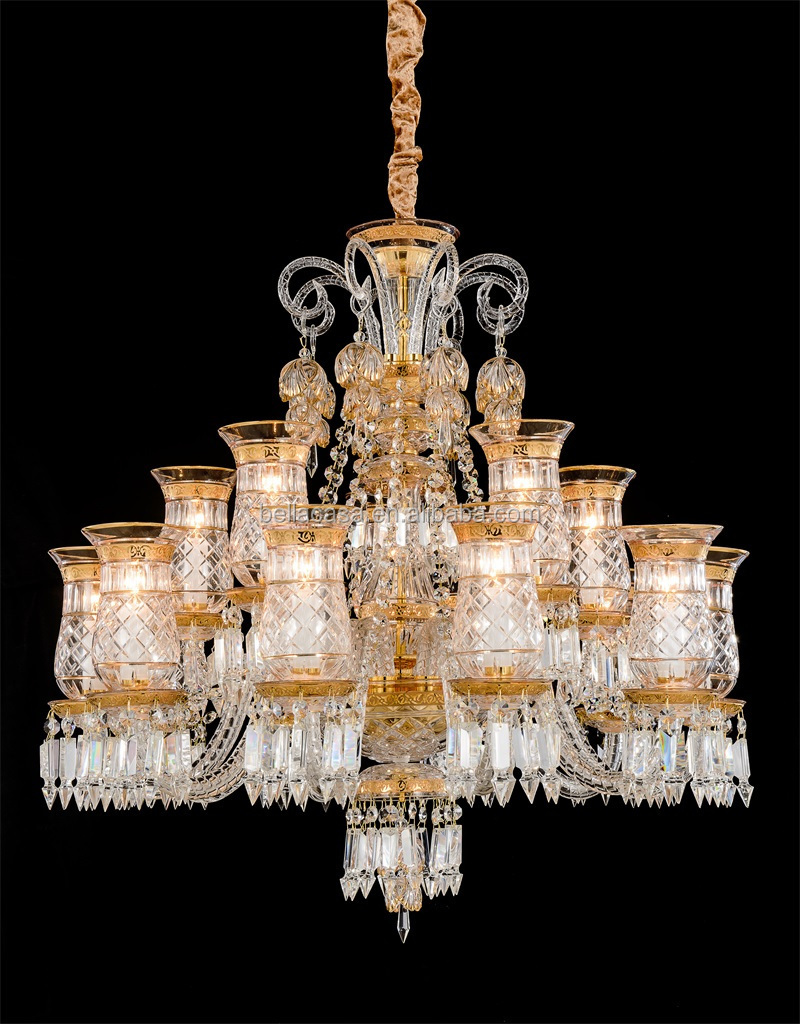 Luxurious Gold Lustres de K9 Cristal chandelier For Hotel Customized Crystal Lighting fixture for Home Villa lobby