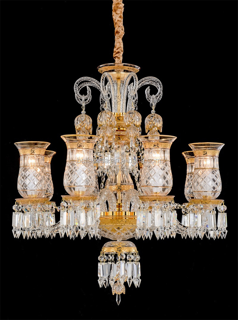 Luxurious Gold Lustres de K9 Cristal chandelier For Hotel Customized Crystal Lighting fixture for Home Villa lobby