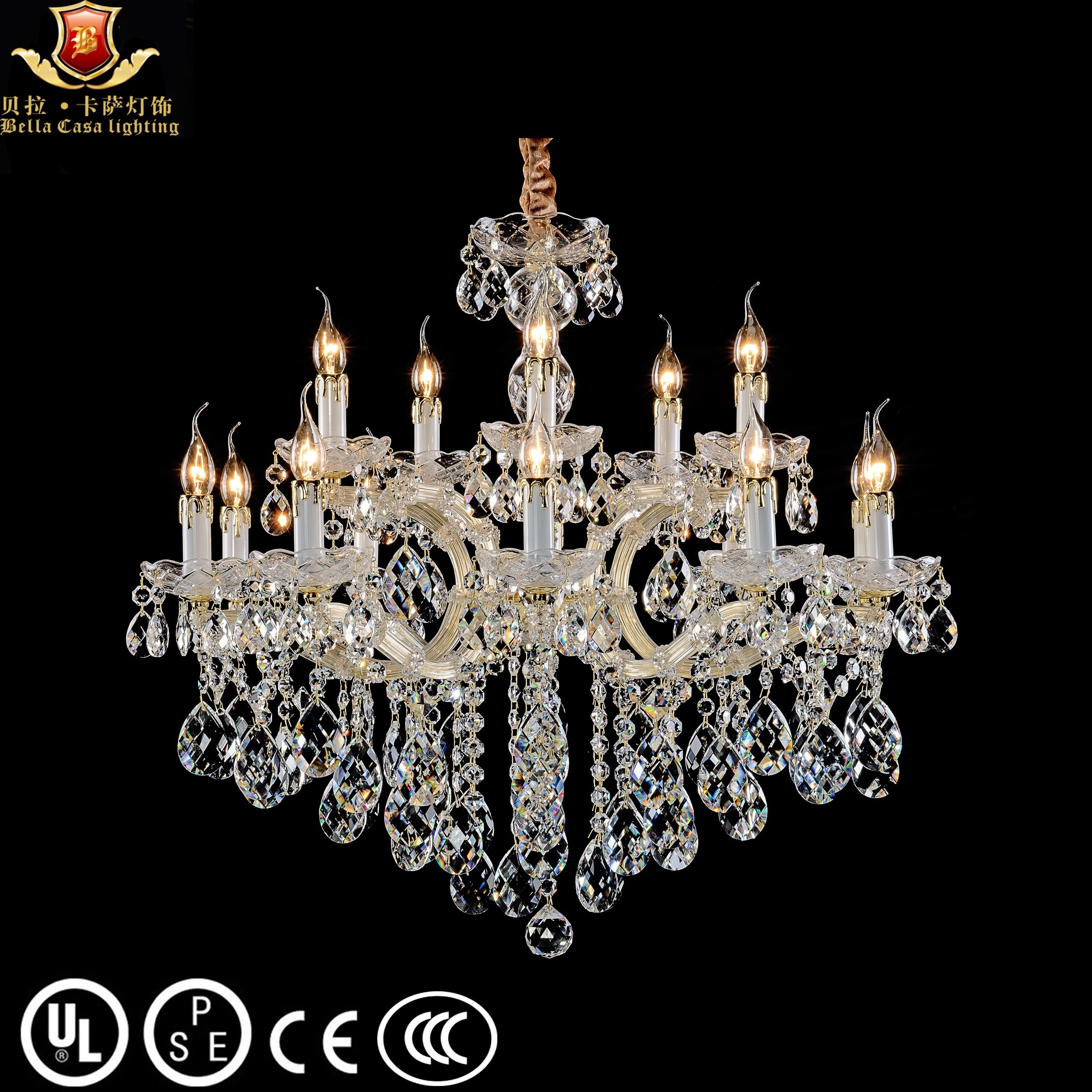 15 lights two layers maria theresa crystal chandelier with Customized crystal lighting fixture for villa hotel every occasion