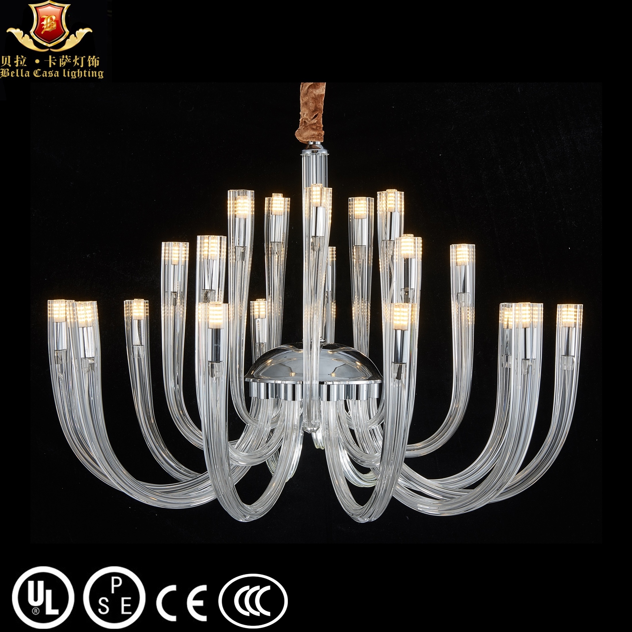 Classic chrome modern lighting clear chandelier simple style chic transitonal pendant ceilling light fixture for home hotel