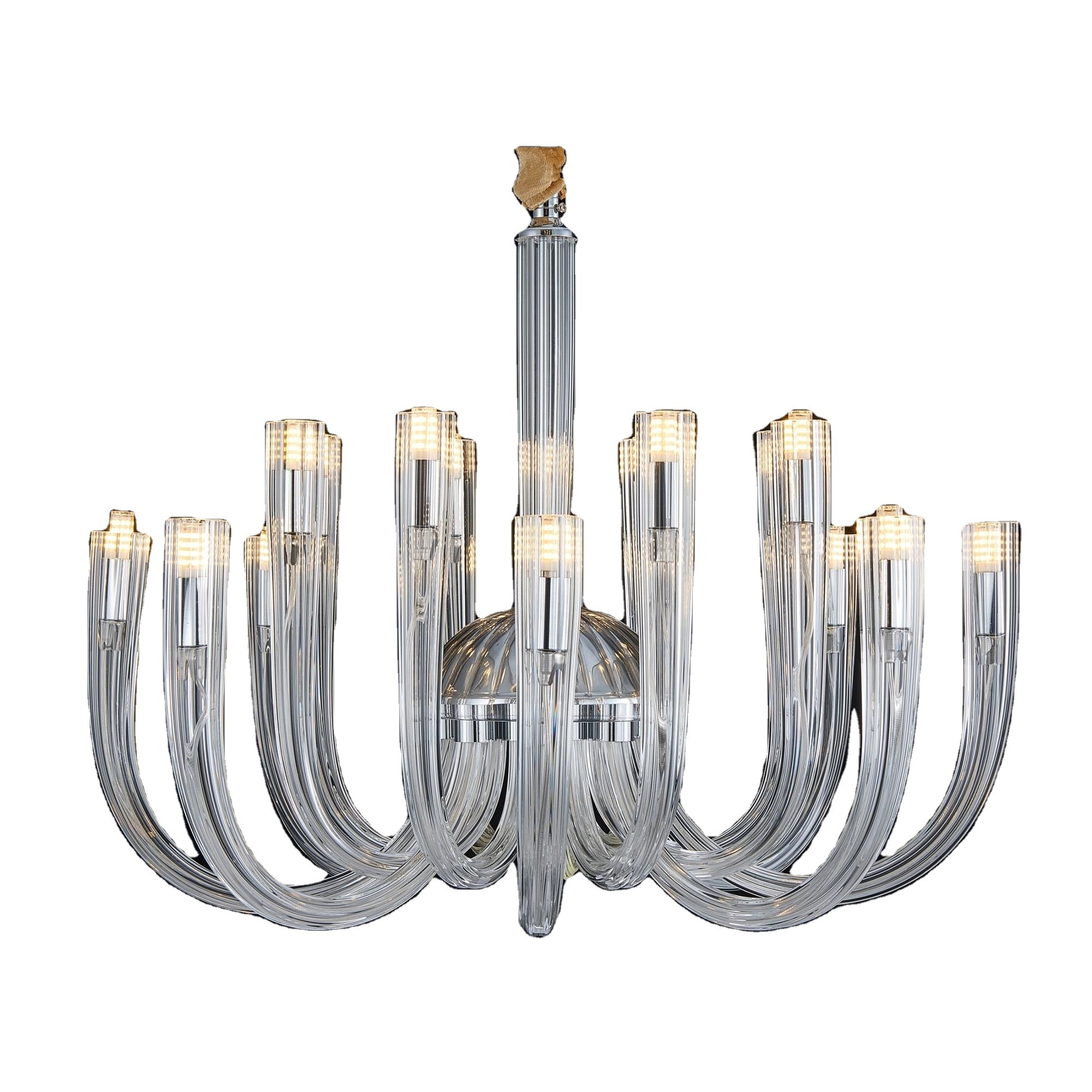 Classic chrome modern lighting clear chandelier simple style chic transitonal pendant ceilling light fixture for home hotel