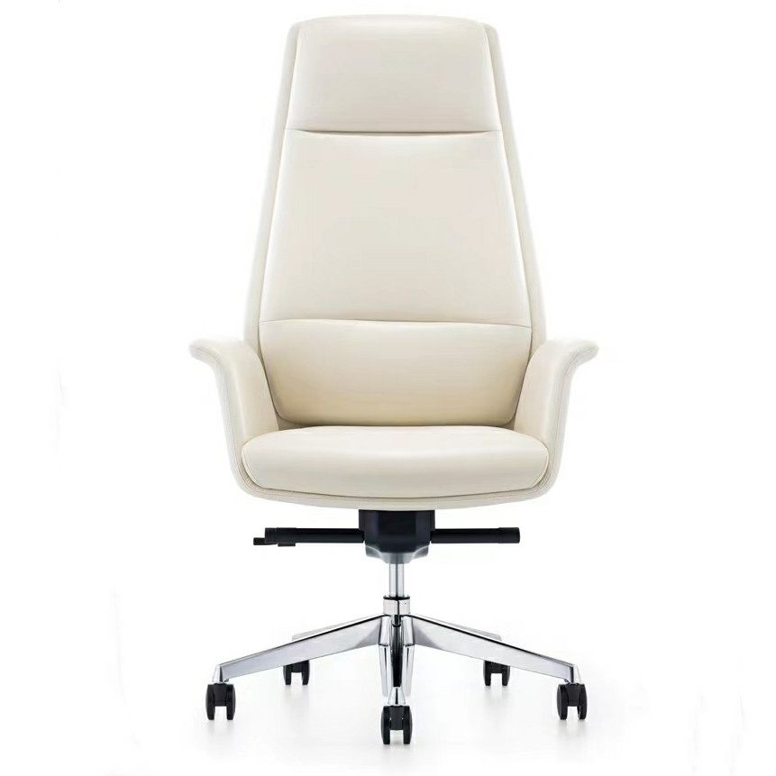 2021 newest white leather luxury ergonomic executive computer chair on wheels