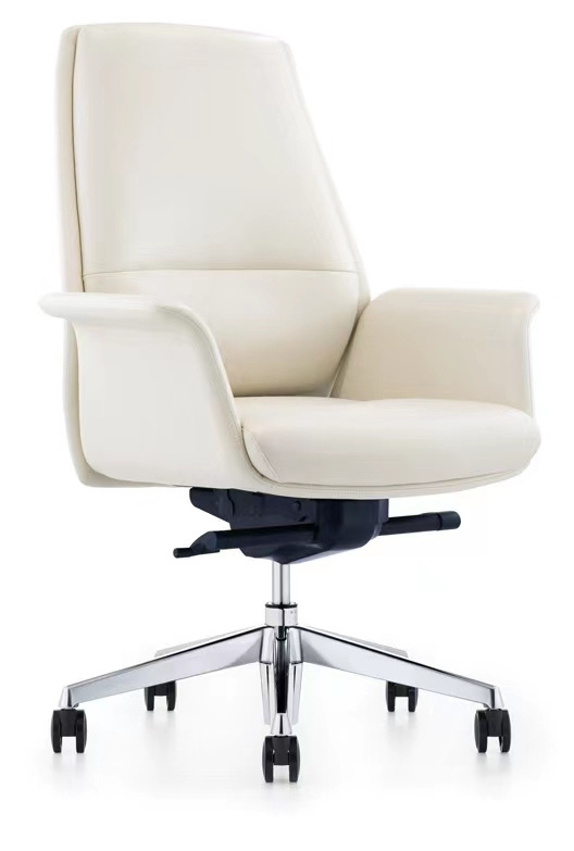 2021 newest white leather luxury ergonomic executive computer chair on wheels