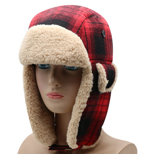 Custom Russian Rabbit Woman Warm Trooper Winter Ear Flap Cap Wool Trapper Hat Trapper Hat