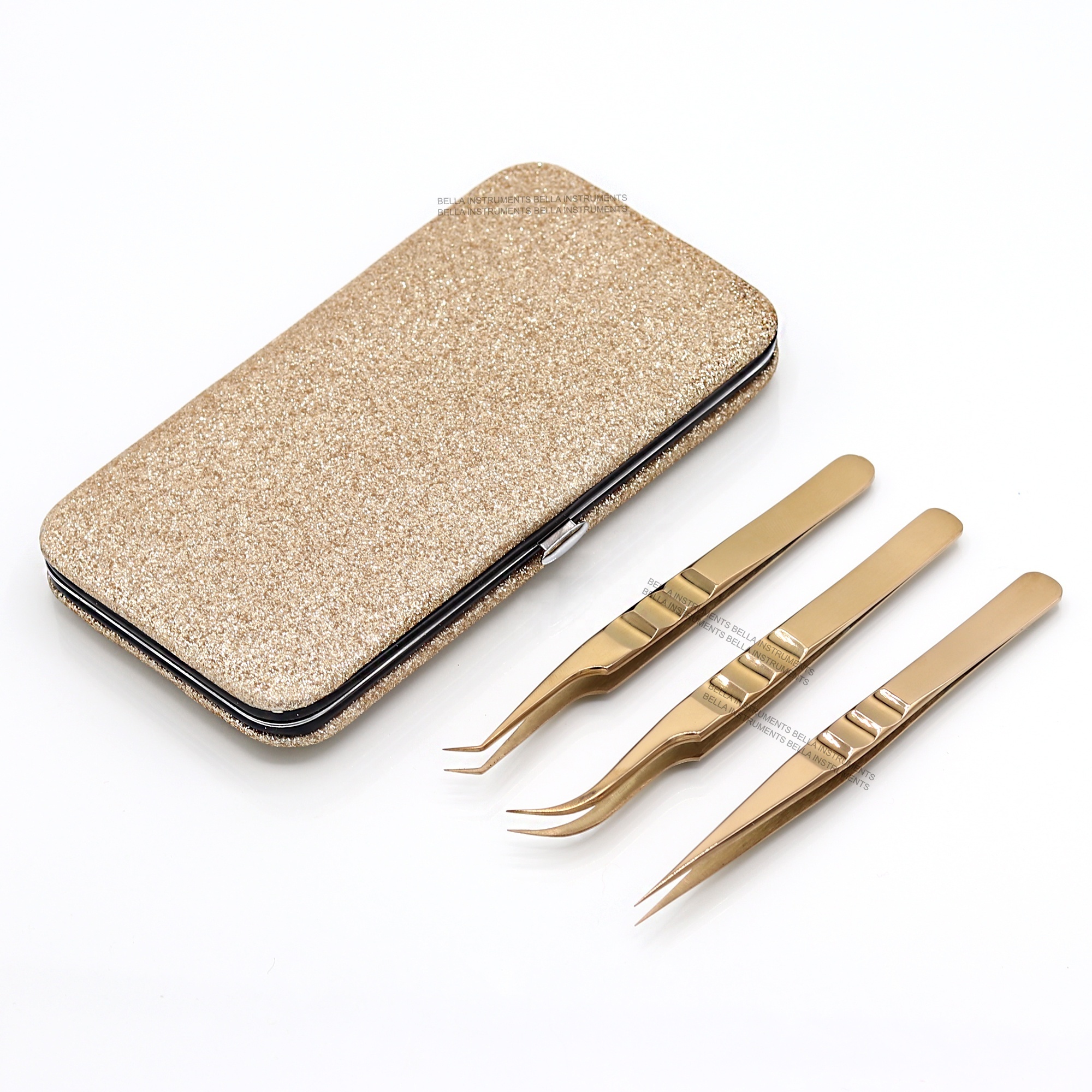 Rose Gold Finger Grooved Eyelash Tweezers Under Custom Label Wholesale Price Stainless Steel Eyelash Extension Tweezers In Bulk