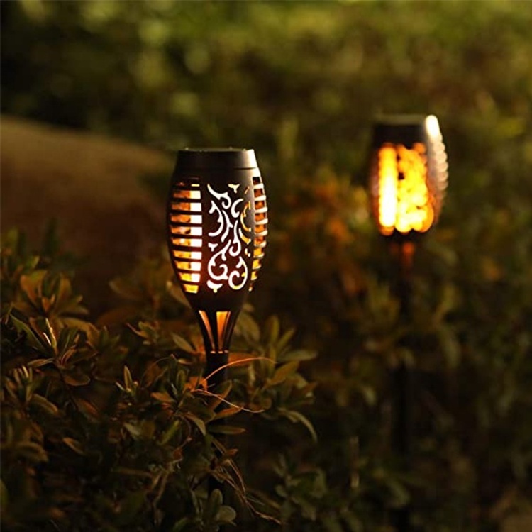 12LED Waterproof Plastic Solar Flickring Lights Small Solar Dancing Flame Torch Fire Light for Garden Path