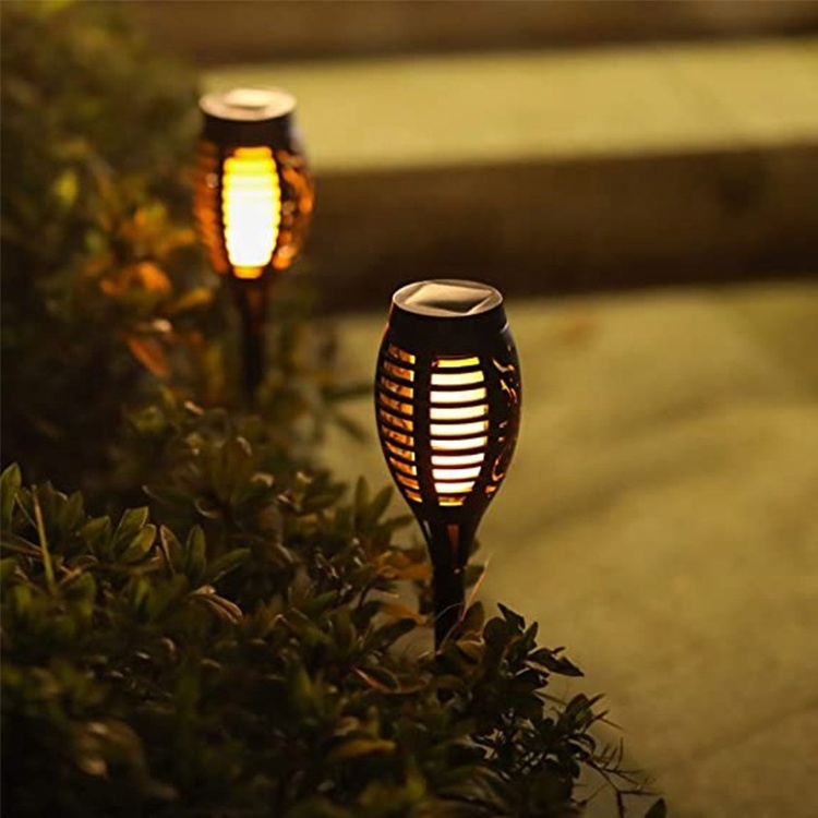 12LED Waterproof Plastic Solar Flickring Lights Small Solar Dancing Flame Torch Fire Light for Garden Path