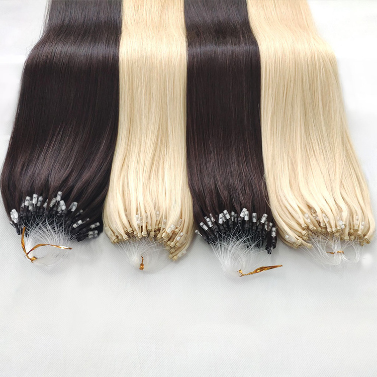 Wholesale Prebonded 12a Virgin Raw Double Drawn Micro Ring Human Hair Beads Weft Hair Extensions Micro Loop Links Hair Extension