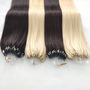 Wholesale Prebonded 12a Virgin Raw Double Drawn Micro Ring Human Hair Beads Weft Hair Extensions Micro Loop Links Hair Extension