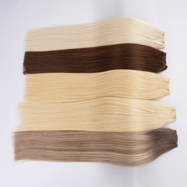 Russian Thin Invisible Genius Weft Hair Extensions Double Drawn Human Hair Genius Weft