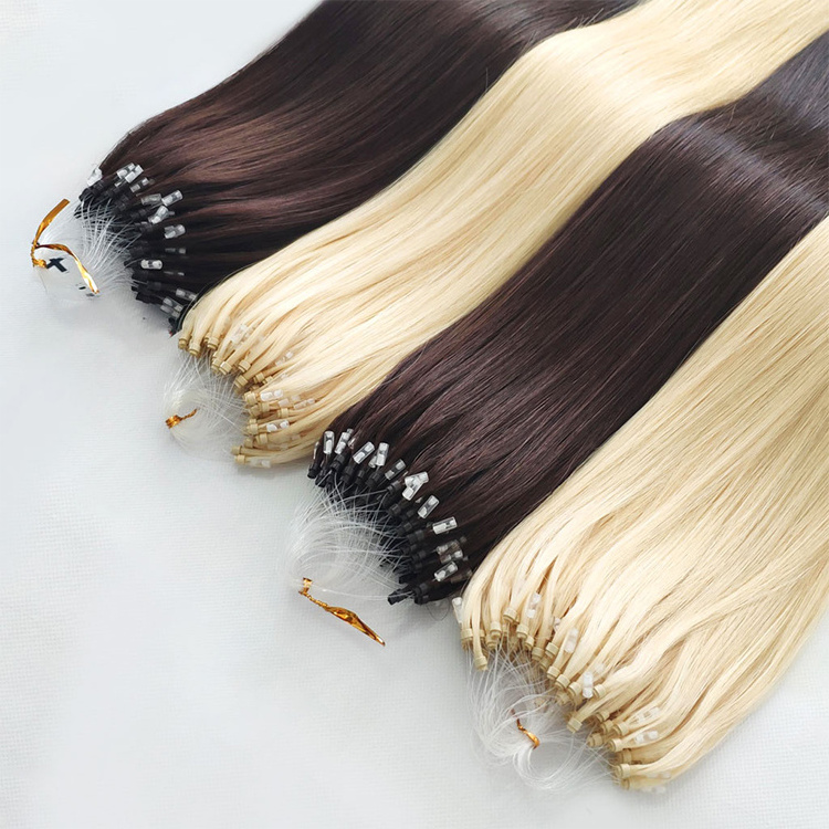 Wholesale Prebonded 12a Virgin Raw Double Drawn Micro Ring Human Hair Beads Weft Hair Extensions Micro Loop Links Hair Extension