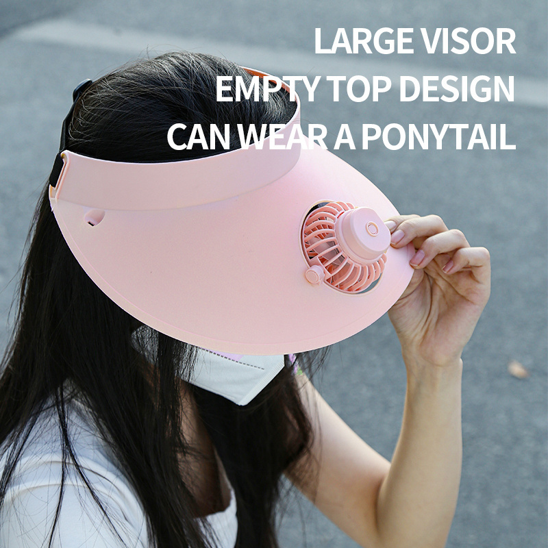 1pc fan cap Summer sunshade and sunscreen fan rotatable outdoor USB Power Cord hat fan summer supplies Three speed wind speed